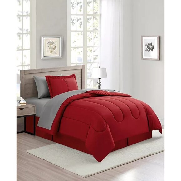 Sunham Aiden 8 Piece Comforter Set King Striped Blue MSRP $100 - Picture 3 of 7